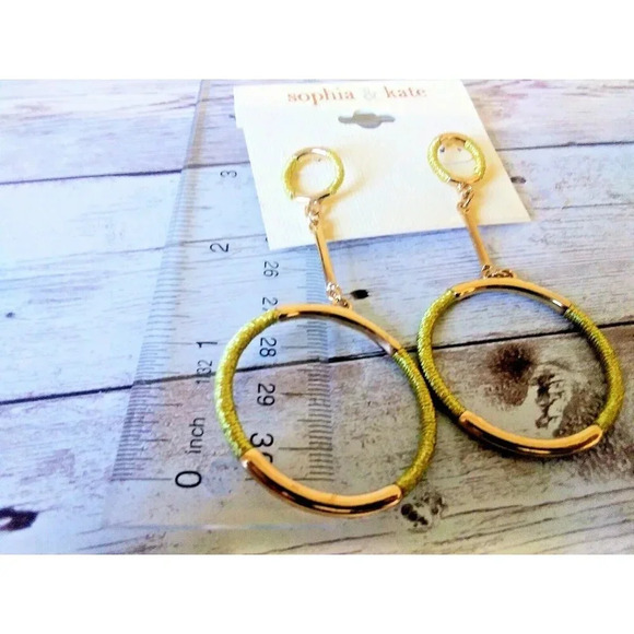 Radiant Gold Tone Drop Earrings by Sophia and Kate - Picture 2 of 3